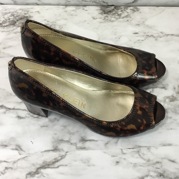 Ann Klein Women’s Tan Brown Heel Pumps Open Toe - Picture 8 of 12